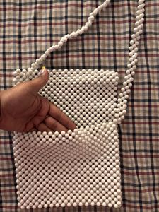 White Beaded Sling Bag