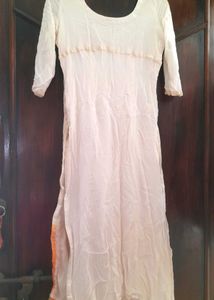 🏷️Elegant Ivory &amp; Orange Kurta Set with flaws