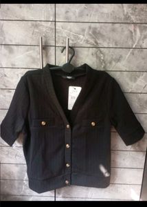 SHEIN BRANDED Chic Black Button-Up Top and shirt