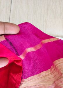 Cotton blend saree with blouse( back open)