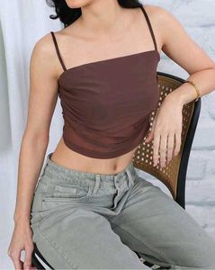 Brown Sheer💙 Cropped Tank Top