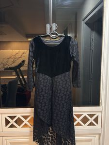 Trendy Black Velvet &amp; Lacy Dress, Bust- 34/32