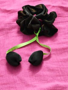 Cute Dark Brown Scrunchie with Ribbon