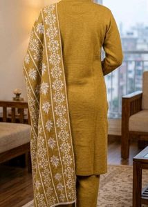 Mustard &amp; White Winter Woolen Suit Set – Pre-loved