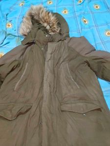 Olive Green Fur Hooded Winter Parka
