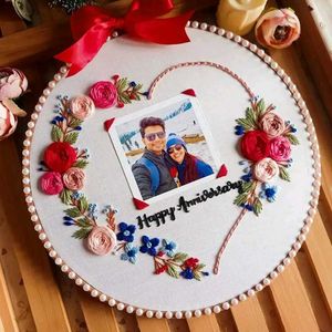 Couple Anniversary Photo Embroidery Hoop