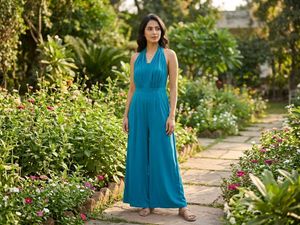 Teal Blue Flowy Jumpsuit