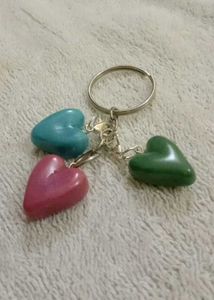 Handmade Colorful Heart Clay Keychain ❤️