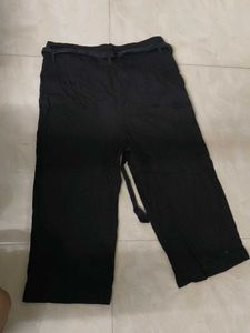 Stylish Black Cropped Pants with Tie Waist
