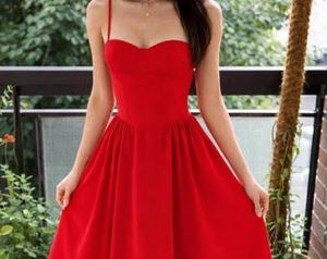 Elegant Red Strapless Midi Dress