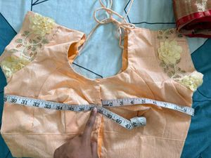Floral Peach Embroidered Saree