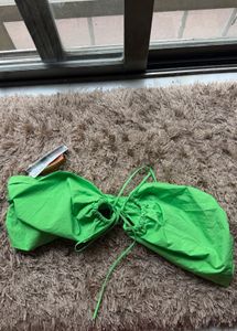 Bright Green Tie-Front Tube Top
