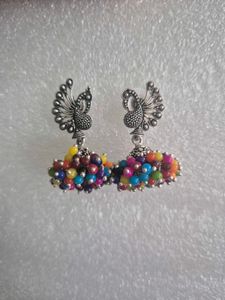 Peacock Jhumka Earrings - Unused