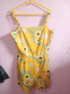 Yellow Floral Print Romper
