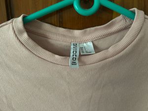 H&amp;M Pink Ribbed Crop Top