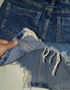 Distressed Denim Mini Skirt