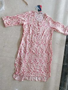 White Floral Print Kurta