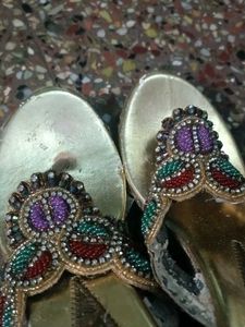 Embellished Gold Flat Sandals