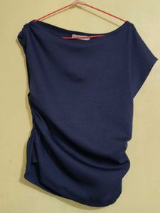 Navy Blue Drape Tunic Top