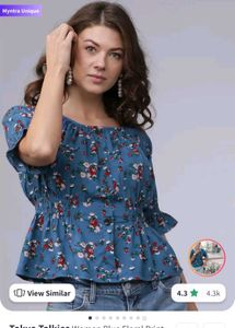 Floral Print Blue Top