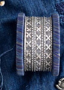 Boho Ethnic Silver & Blue Bangles