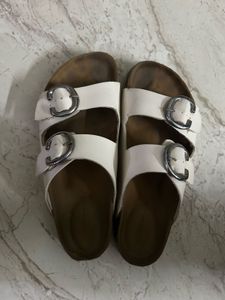 White Buckle Slides