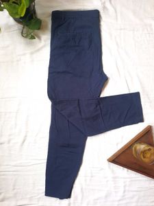 Navy Blue Crop Fit Trousers