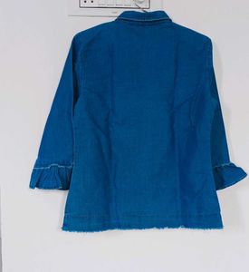 Denim Shirt 🌈 With Ruffle Sleeve