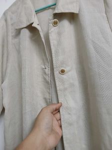 Beige Linen Blend Lightweight Jacket