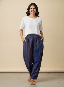 Striped Blue Cotton Palazzos