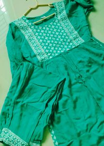 Green Embroidered Kurta Set