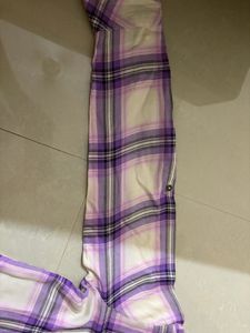 Purple Plaid Button-Up Shirt
