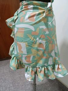 Floral Ruffle wrap Mini Skirt