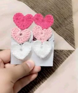 Crocheted Hair clip - Pink & White