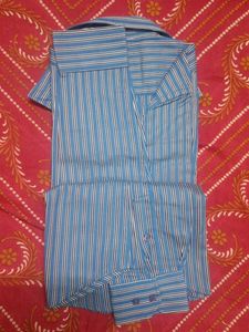 Diverse Slim Fit Blue Striped Formal Shirt