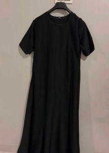 Elegant Black Abaya with Gold Hand Work