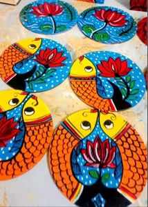 Hand-Painted Fish Design Coasters