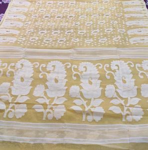 Light Yellow Kolka Design Jamdani Saree
