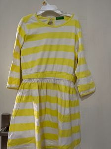 Beautiful White N Yellow Striped UCB Dress