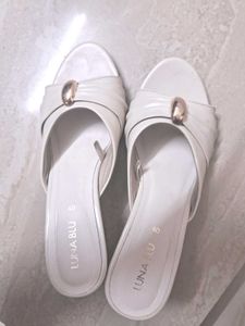 White Luna Blu Heels