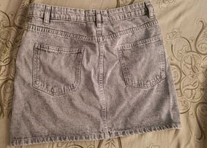 Grey Wash Denim Skirt