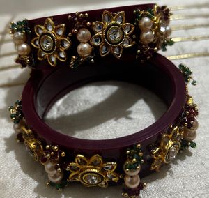 Elegant Pearl and Stone Bangles