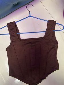 Brown Corset detailed Crop top🤎