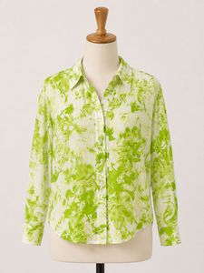 Green Floral Print Button-Up Shirt