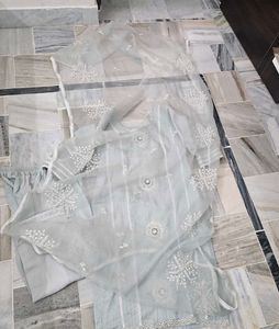Light Grey Embroidered Kurta Set
