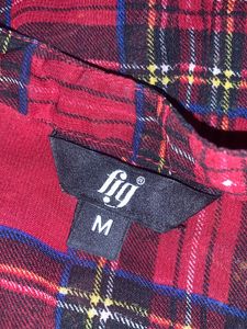 Red Plaid Sheer Top By Fig