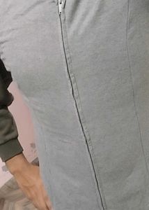 Gray Zip-Up Hoodie For Gym,Tracking, etc