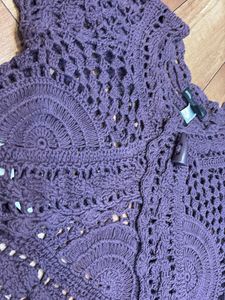 Mango crochet purple shrug