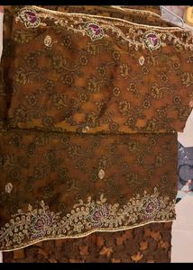 Elegant Brown Floral Saree