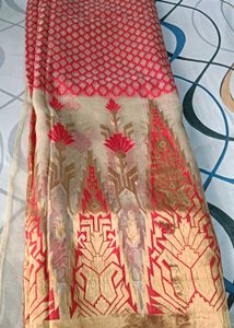 Elegant  designer Saree with Red border